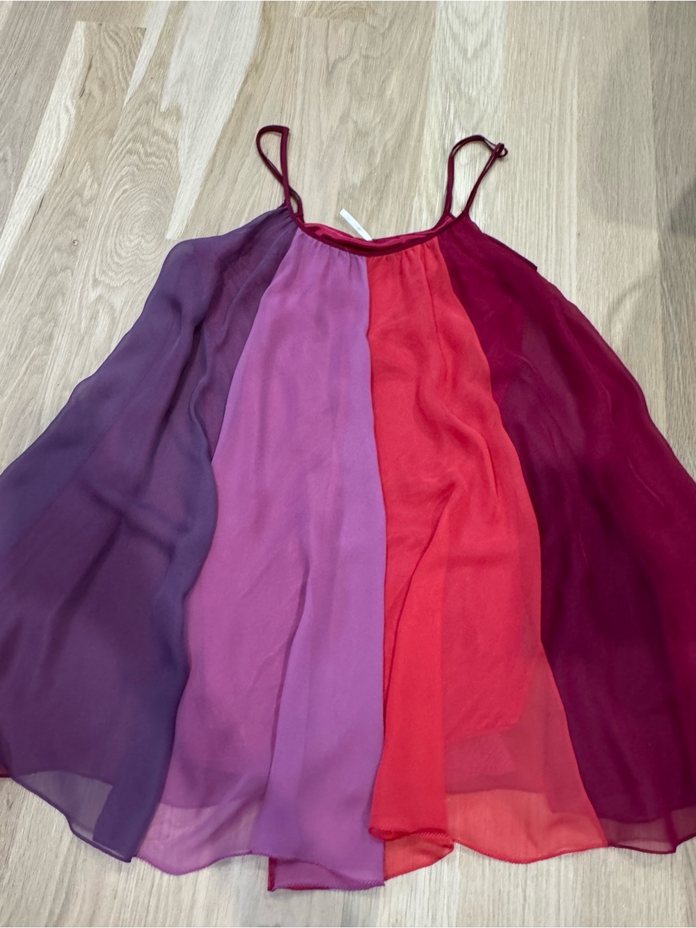 Free People Colorblock Chiffon Spaghetti-Strap Tank Top - Pink Red Purple